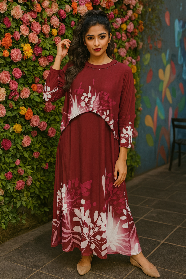 Bloom & Grace – Printed A-Line Maxi Dress