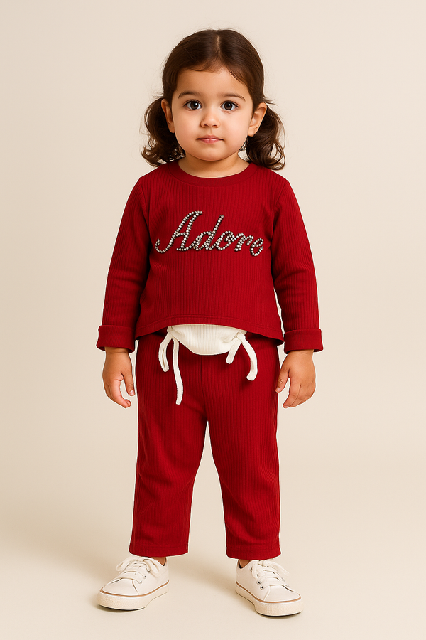 Khan Apparel – “Nature & Adore” Premium Ribbed 2-Piece Set for Kids (1–11 Years)