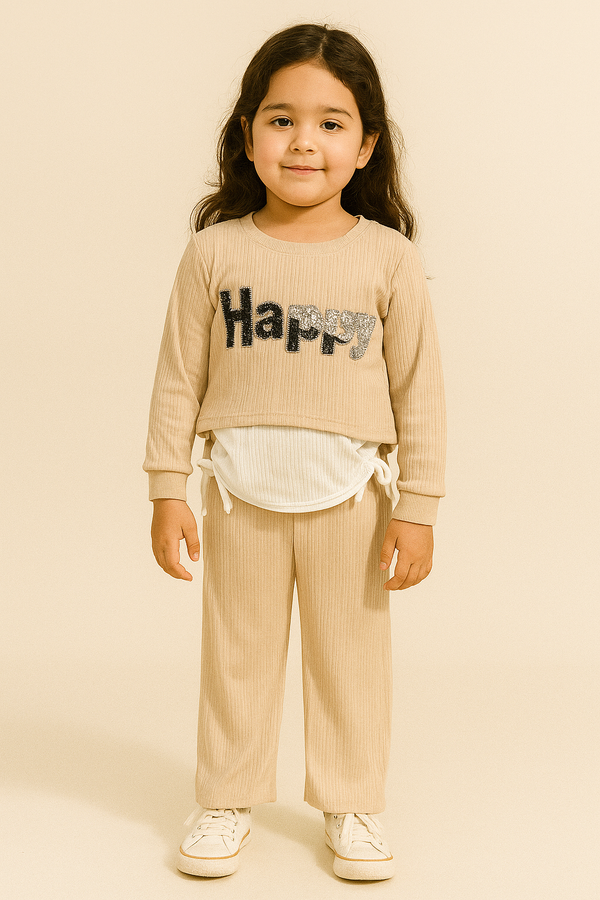 Khan Apparel – “Happy” Premium Ribbed 2-Piece Set for Kids (1–11 Years) (Copy)