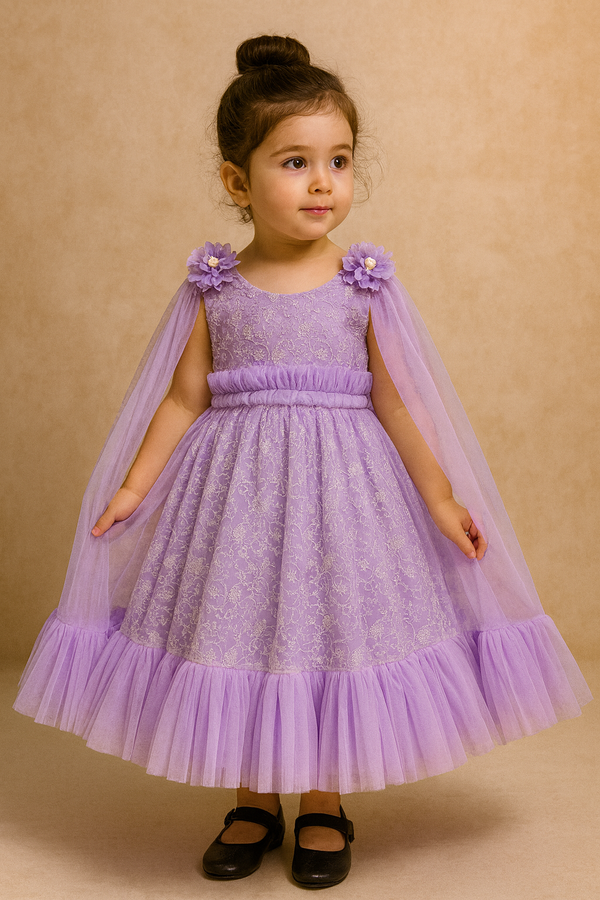 Lavender Princess Frock for Girls – Premium Party & Birthday Dress by Khan Apparel