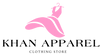 Logo of Khan Apparel clothing store with a pink dress on a white background