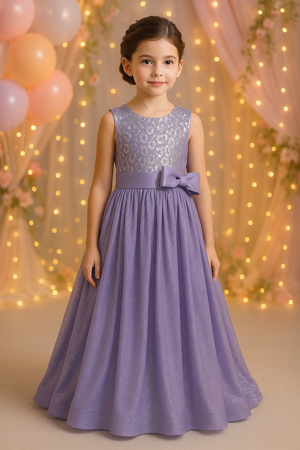 Sparkle Belle – Sleeveless Glitter Party Gown for Girls